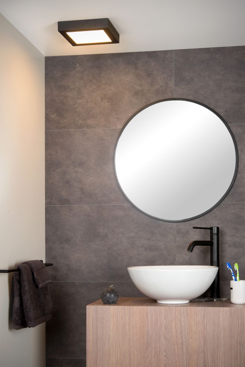 Lucide BRICE-LED - Zapustené stropné svietidlo Kúpeľňa - LED Dim. - 1x22W 3000K - IP44 - Čierna